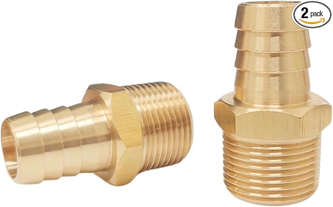 2pcs Brass Hose Barb Fitting, 3/4" Barb x 3/4" NPT Male, Adapter – Correct by TTANYAHARDWARE