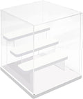 Choowin 4 Tier Small Clear Acrylic Display Case for Collectibles, Mini Figures, Pop Mart, Labubu, Sonny Angel, Smiski - Assemble Dustproof Acrylic Display Box with Door, Stand (White Base Step)