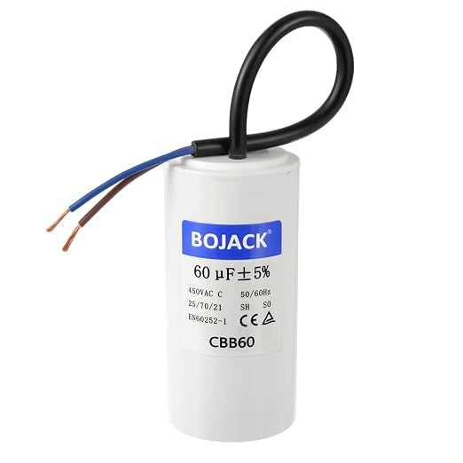 BOJACK CBB60 Run Capacitor 60 uF 450V AC 60 MFD 2 Wire 50/60Hz Cylinder Motor by BOJACK