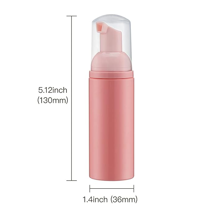 Tekson Foam Pump Bottle (Pink), Empty Travel Size Foam Dispenser Pump for Soap Shampoo, Lash Cleanser(60ml, 3PCS)