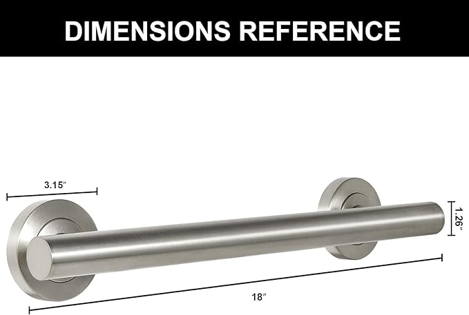 Lava Odoro Shower Grab Bar, Modern Stainless Steel Handicap Grab Bar for Bathtubs and Showers, Shower Safety Bar for Seniors Disabled, ADA-Compliant (Brushed Nickel, 18 Inch)