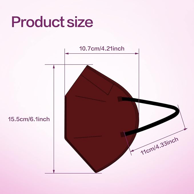 Miuphro KN95 Face Mask, 5-Layer Design Cup Dust Safety KN95 Masks 25 Pack - Image 2