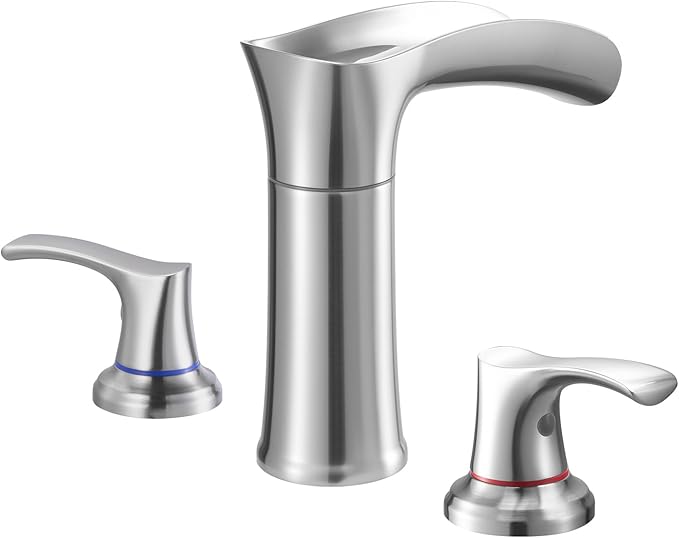 VEVOR Roman Tub Faucet, 3 Hole Waterfall Bathtub Faucet, Zinc Alloy Bath Tubs Faucets Set with 2 Handles, Deck Mount Bath Tub Faucets Set for Pet Washing, Adult Bathing, Silver, Hot & Cold Control