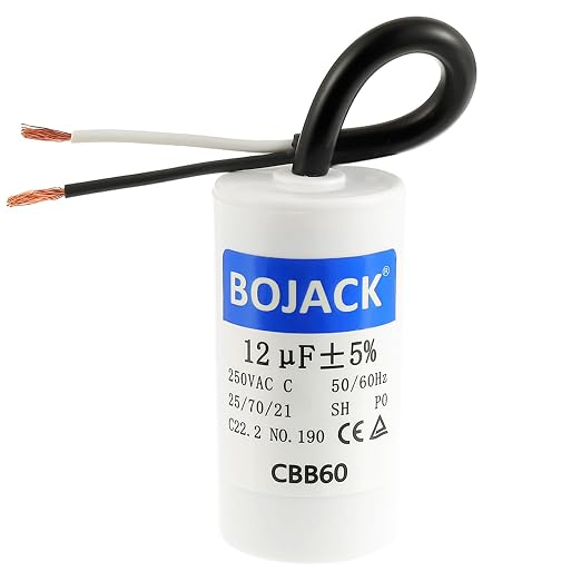 BOJACK Run Capacitor 12 uF 250V AC 12 MFD CBB60 2 Wire 50/60Hz Cylinder Motor by BOJACK