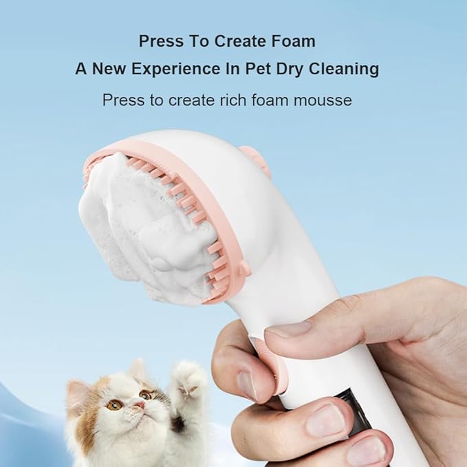 Dog Bath Brush, Scrubber Soft Silicone Head Pet Bathing Massage Brush Long Handle Shampoo Cleaning Brush for Short Long Hair Dogs Cats White Pink Optional (Grey)