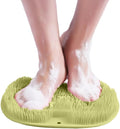 Silicone Shower Foot Scrubber Mat, 2025 Upgraded Exfoliating Bath Pad with Non-Slip Suction Cups Wall Mounted Foot Cleaning Mat (Green)