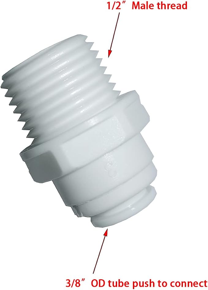 YZMSZ Straight Male Thread Adapter 1/2" Male x 3/8" OD Tube Quick Connector - Image 3