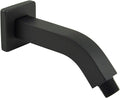 Aquaiaw Square Shower Arm and O-Ring Flange, 6 inch, Solid Brass, Both Soldered 1/2 NPT Tapered Threads, Matte Black Wall Mount Shower Arm Extension with Escutcheon, for Rainfall Shower Head Max. 10"