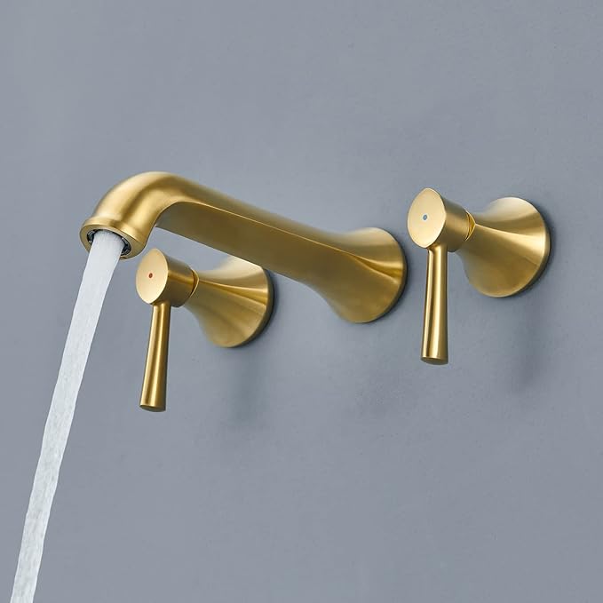 Wall Mount Tub Filler Roman Tub Faucet Brushed Gold Brass Bathtub Faucets with 2 Handles