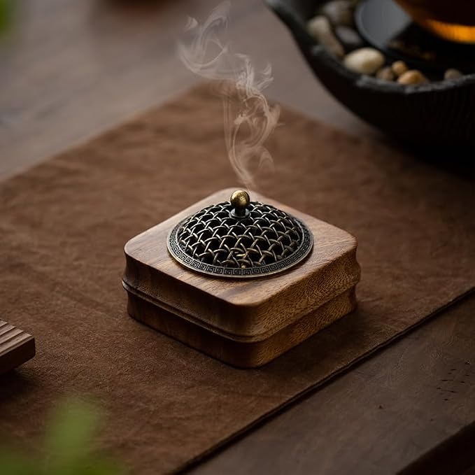 Bamboo Node Walnut Wood Incense Burner Holder - Image 2