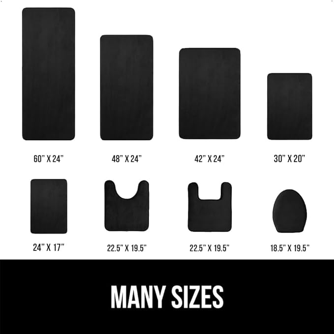 GORILLA GRIP Memory Foam Bath Mat, Soft Absorbent Velvet Bathroom Mats, Durable Dots on Underside, Machine Washable Bathmat, Carpet Rug Room Decor for Shower Tub Floor RV, 60x24 Rugs, Black