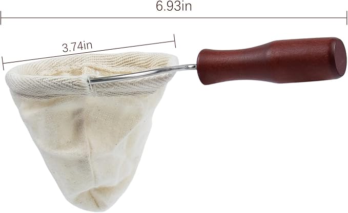 AUEAR, Wooden Handle Coffee Filter Reusable Cafe Flannel Cloth Bag Sock Strainer - Image 2