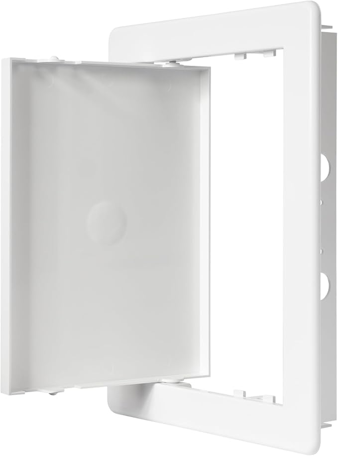 6" x 8" White Plastic Access Panel. Service Shaft Door Panel. Plumbing, Electricity, Heating, Alarm Wall Access Panel for Drywall. Bathroom Services Access Hole Cover. (6" x 8")