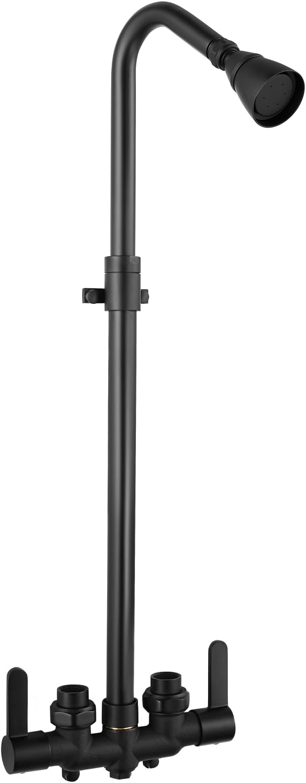 Aolemi Outdoor Shower Fixtures Outdoor Shower Kit Faucet System 3 Inch Center 2 Handle Exposed Shower with Brass Mix Valve with Adjustable Bar Pipe Upward Matte Black