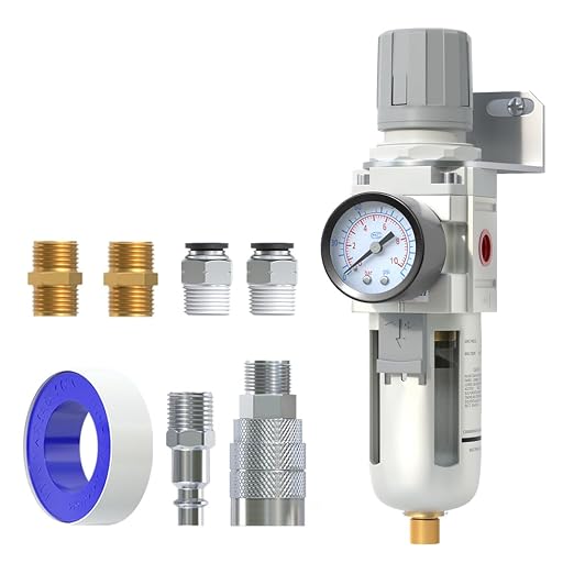AIRZOE 3/8" NPT Air Filter Regulator Combo Piggyback, 5 Micron Brass Element by AIRZOE