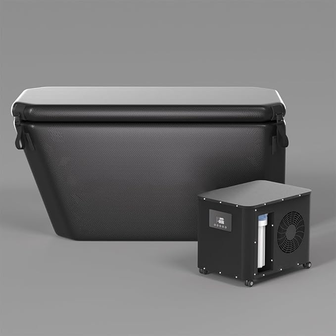 DEEPTIME Angled Portable Ice Bath Tub Cold Plunge (Black) | For Athletes Fitness Recovery, Outdoor Cold Plunge, Chiller Compatible