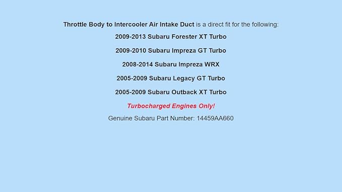 Genuine OEM 2005-2014 For Subaru Air Intake Duct Throttle Body to Intercooler - Image 5