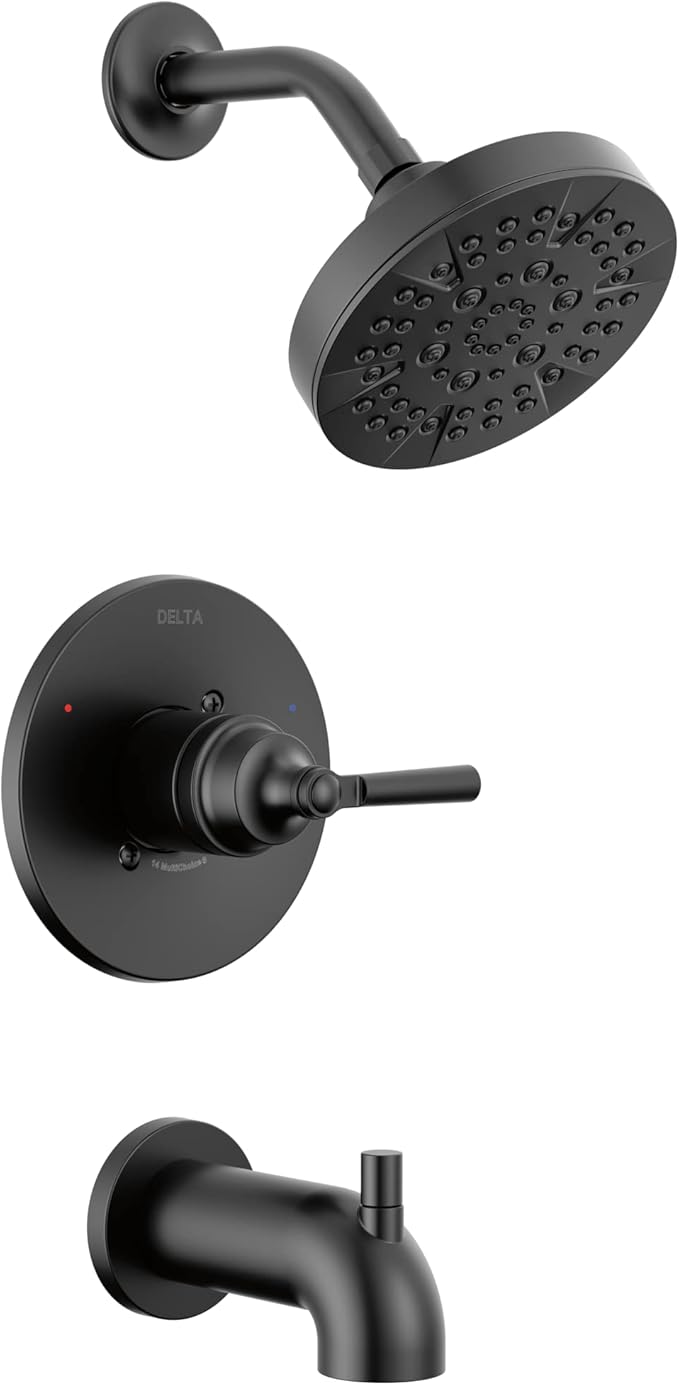 Delta Faucet Saylor 14 Series Black Tub and Shower Faucet Combo, Bathtub and Trim System, Trim Kit, Bathtub Faucet Set, Tub Faucet, Matte Black T14435-BL (Valve Not Included)