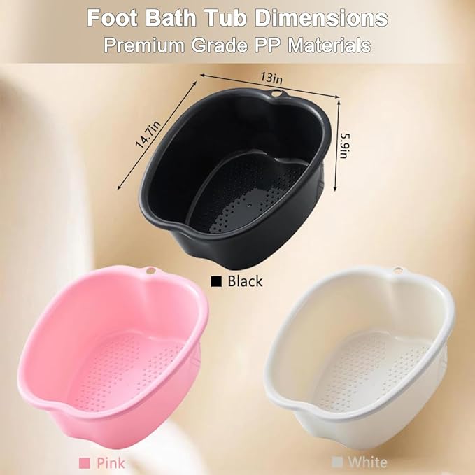 Foot Soaking Tub Large Size Foot Basin Sturdy Soaking Feet Bucket Massager Tub Exfoliation Callus Pedicure Foot Spa Bath Bucket for Women and Men (Black), 15*13*6 Inch