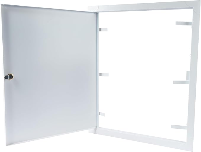 16" x 20" Lockable White Metal Access Panel. Service Shaft Door Panel with Key. Plumbing, Electricity, Heating, Alarm Wall Access Panel for Drywall. Bathroom Services Access Hole Cover.