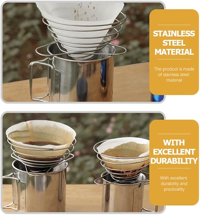 Cabilock Foldable Stainless Steel Coffee Filter Dripper Portable Cone Funnel - Image 6