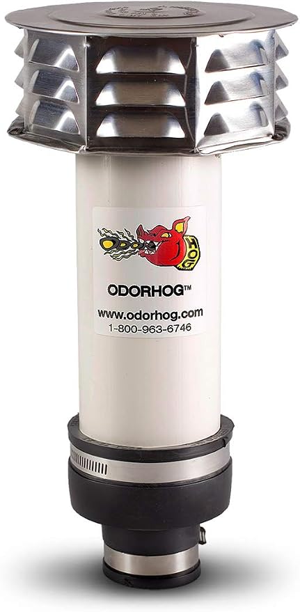OdorHog Metal Cap Clamp On Vent Stack Pipe Filter 1.5", Removes Outdoor Septic by OdorHog-StoptheStink