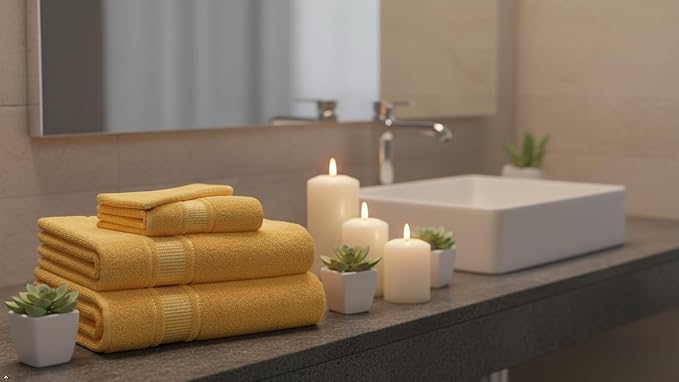 Melissa Linen, Fingertip Towels 4 Pack, 100% Turkish Cotton, Small Hand Towels for Body and Face, 12 x 18 in, Soft and Absorbent, Quick Dry, (Yellow Fingertip Towels)