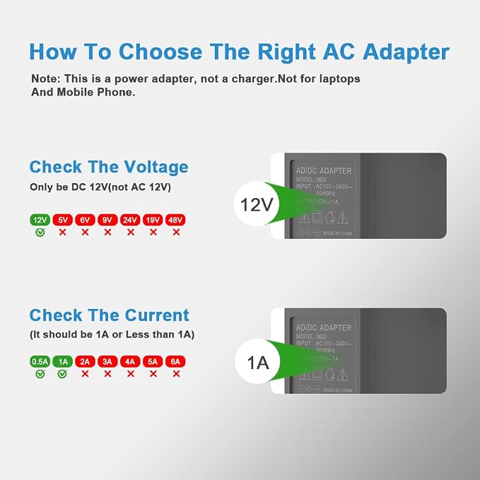 DC/AC 12V 1A Power Supply Charger, Universal 12W Switching Power Supply Adapter - Image 4