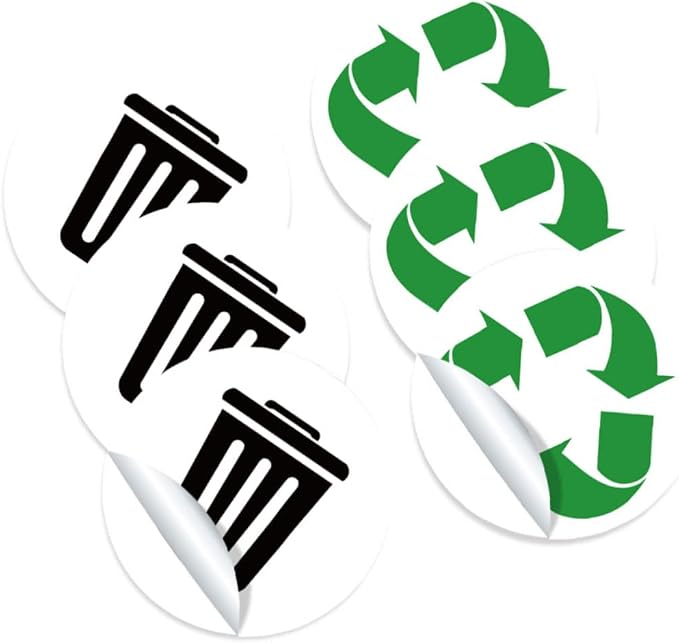 6 Sheets Self-Adhesive Garbage Classification Label Stickers by LALADEFIEE