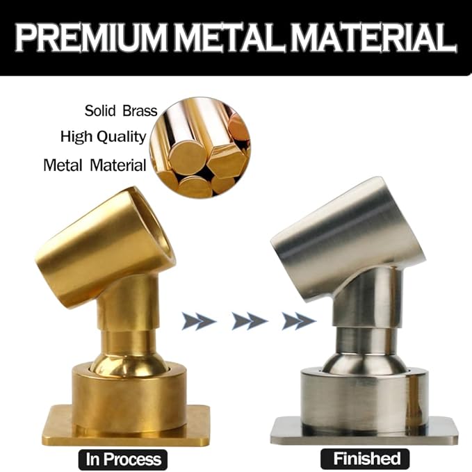 Shower Head Holder All Metal Handheld Shower Wand Bracket Adhesive Shower Wall Mount Holder Brass Shower Spray Holder Brushed Nickel, Drill Free Glue Installation