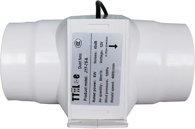 3”Inline Air Vent Pet Fan 6W Greenhouse Ventilation Equipment 12V Indoor Intake by Unknown