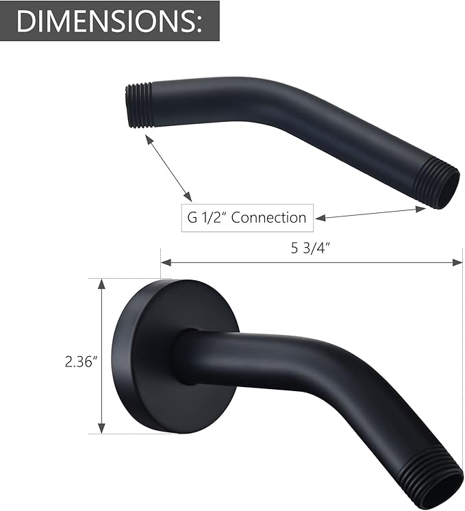 Wall Mounted Extention Shower Arm (Sold with Shower Arm Flange) for U4993-BL 6-inches, Matte Black