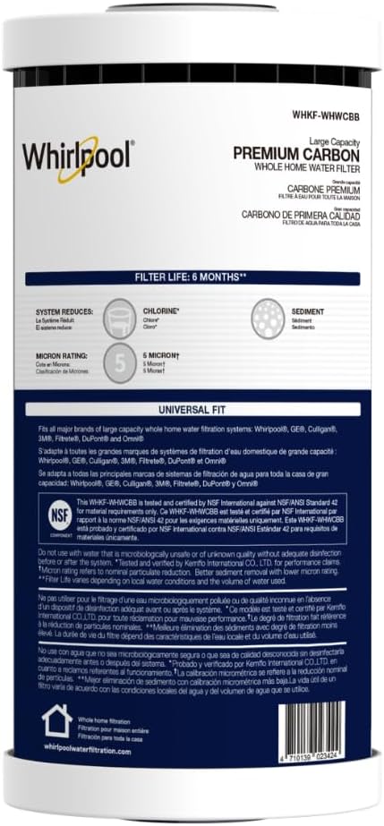 Whirlpool 10" x 4.5" Premium Carbon Water Filter WHKF-WHWCBB, NSF Certified 5 by Unknown