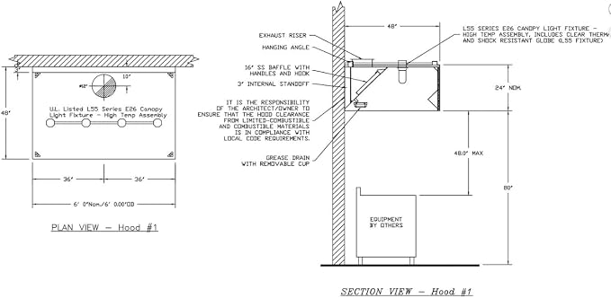 Commercial Kitchen Restaurant Duty Exhaust Hood, Wall Canopy Stainless Steel - Image 3