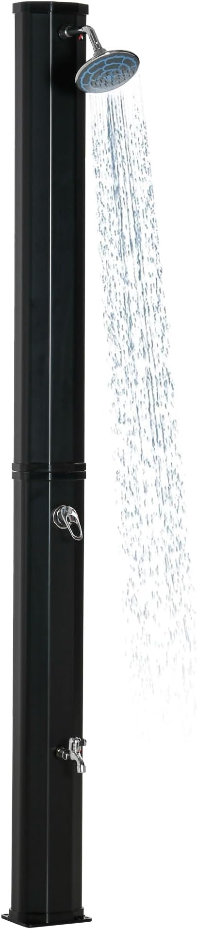 Outdoor Pool Shower Solar Heated, 9.3 Gallon Garden Pool Shower w/ 360° Swivel Shower Head and Foot Shower Tap, for Outdoor Backyard Poolside Beach Pool Spa