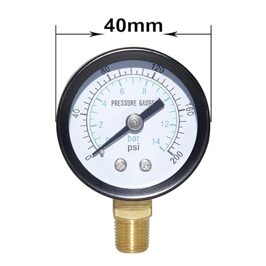 Joywayus Pressure Gauge 0 to 200 PSI Brass 1/8" Male NPT Thread Lower Mount - Image 3