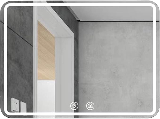 Rectangle Bathroom Mirror with Lights Touch Control Switch Demister Pad by Unknown