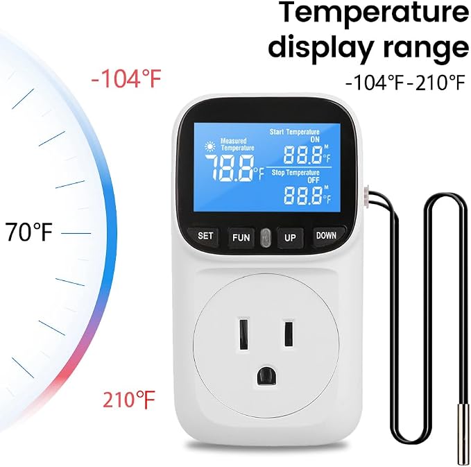 Diymore Digital Thermostat Controller, 1800W 120V/15A, -104°F to 210°F - Image 5