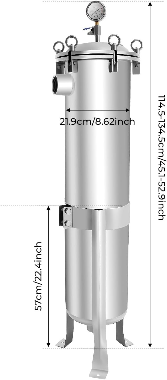 #2 304 Stainless Steel Bag Filter Housing w/Mesh, 150 PSI High Pressure Bag - Image 6