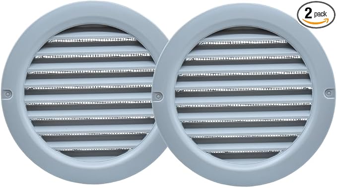 VENTS-US - 6" Round Plastic Vent Cover in Light Grey - Compatible with a 6 Inch by VENTS-US