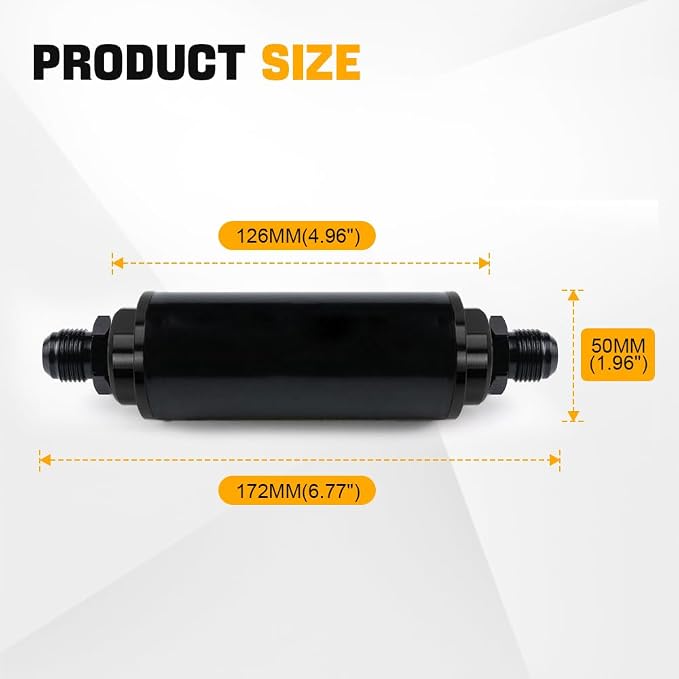 BARTOO Universal 50MM 100 Micron Inline Fuel Filter - Image 6