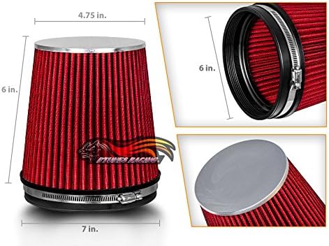 RED 6" 152 mm Inlet Short Truck Air Cone Replacement Performance Washable - Image 2