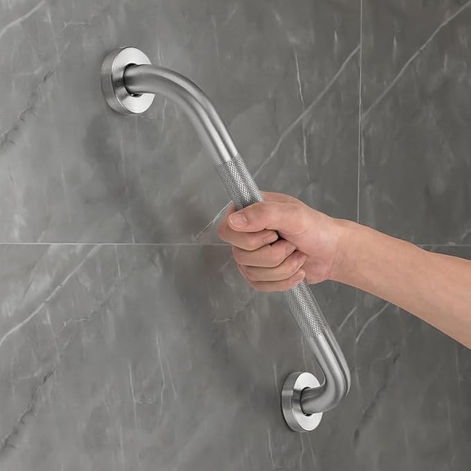 Grab Bars for Shower, 1 Pack 12-Inch Anti Slip Shower Handles for Elderly, Safety Shower Grab Bar, Stainless Steel Handicap Grab Bars for Bathroom,Toilet (Brushed Nickel, 1" Diameter)
