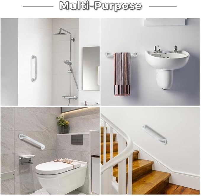 Grab Bars for Shower, 2 Pack 20-Inch Anti Slip Shower Handles for Elderly, Safety Shower Grab Bar, Stainless Steel Handicap Grab Bars for Bathroom (White 1" Diameter)
