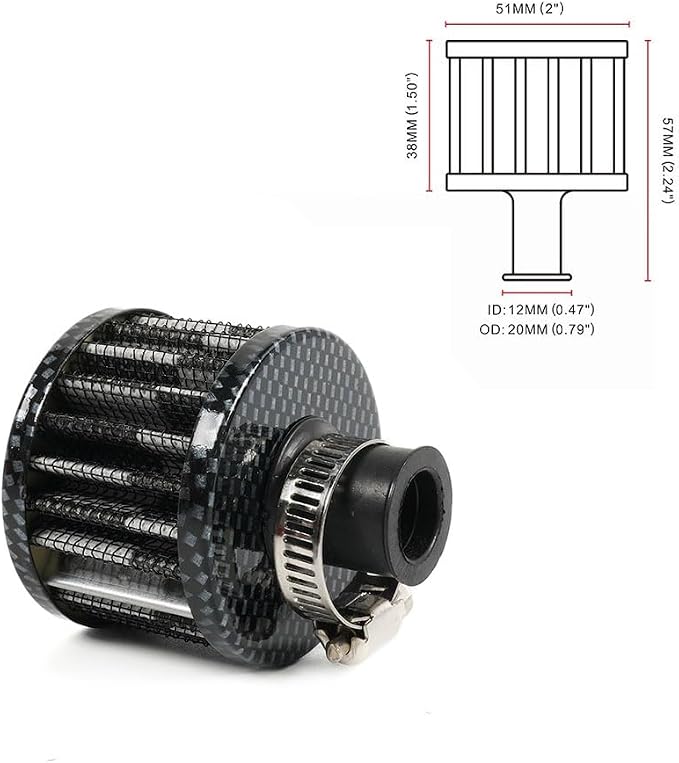 MUGE RACING 2Pcs Air Filter Cold Air Intake Filter Breather 12mm Valve Cover - Image 6