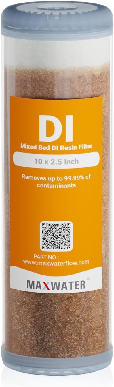 Refillable Mixed Bed DI Resin Filter Cartridge Fits most wide style 3" openings by MaxWater