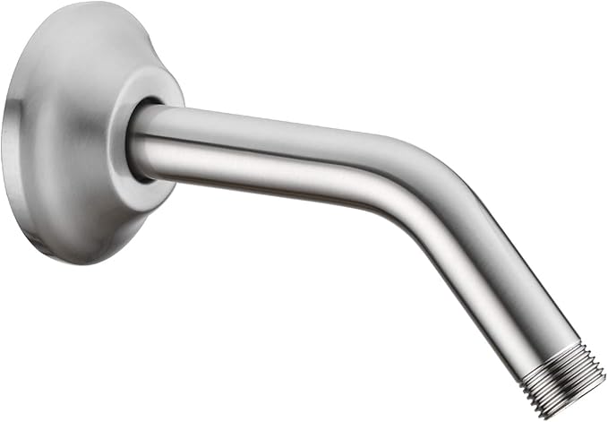 BESTILL Wall Mounted 6 Inch Shower Head Arm, Shower Arm and Flange Included, Brushed Nickel