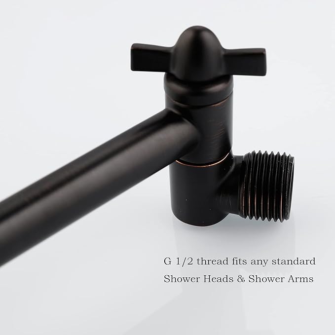 Shower Arm Extension, Solid Brass Shower Extender with Lock Joints, Lower or Raise Rain or Handheld Shower Head to Your Height & Angle (5 Inch, Oil Rubbed Bronze)