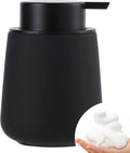 BosilunLife Foam Hand Soap Dispenser - 12 oz Bathroom Lotion Hand Pump Dispenser Black Foaming Hand Soap Dispenser Ceramic Dish Liquid Dispenser for Kitchen Hand Wash Dispenser (Rubber Paint)