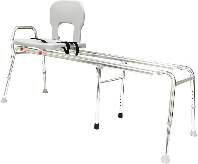 Eagle Health Supplies Toilet-to-Tub Transfer Bench with Cut Out Seat, FSA/HSA Eligible Sliding Shower Chair for Elderly and Disabled, Height Adjustable Shower Seats for Adults Inside Shower, 77963